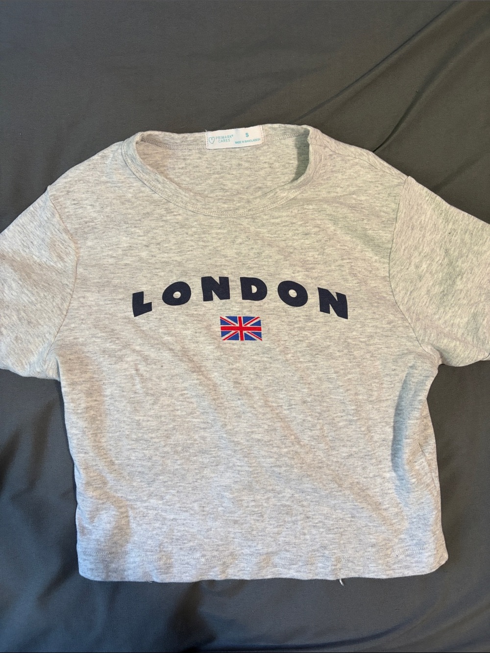 Primark Grey Crop Tee with Navy LONDON and Union Jack